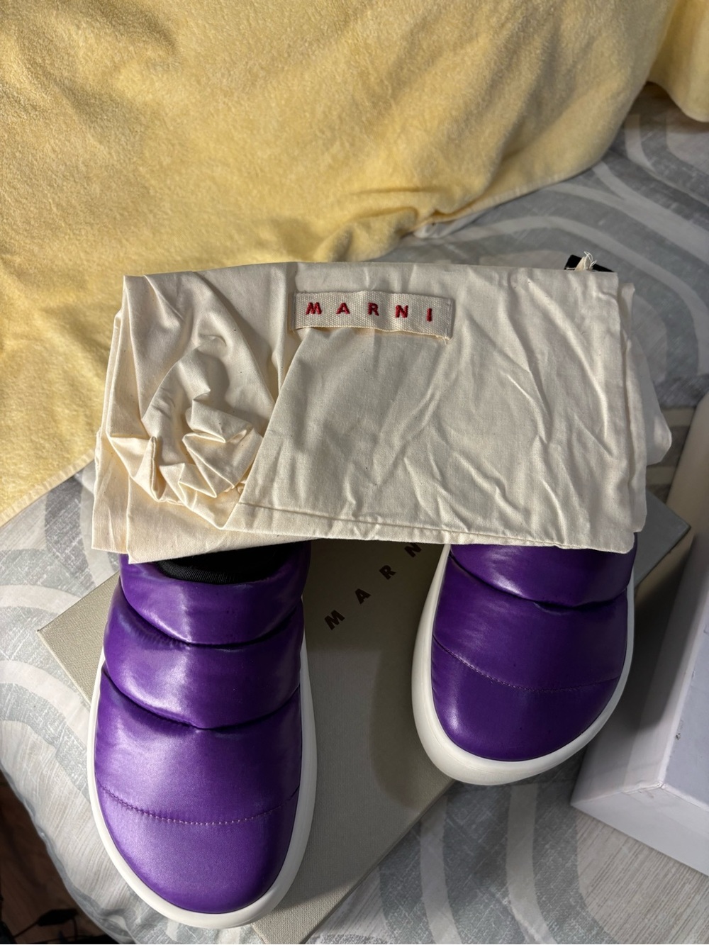 Marni Purple Quilted Slip-On Sneakers with White Sole sz 39
